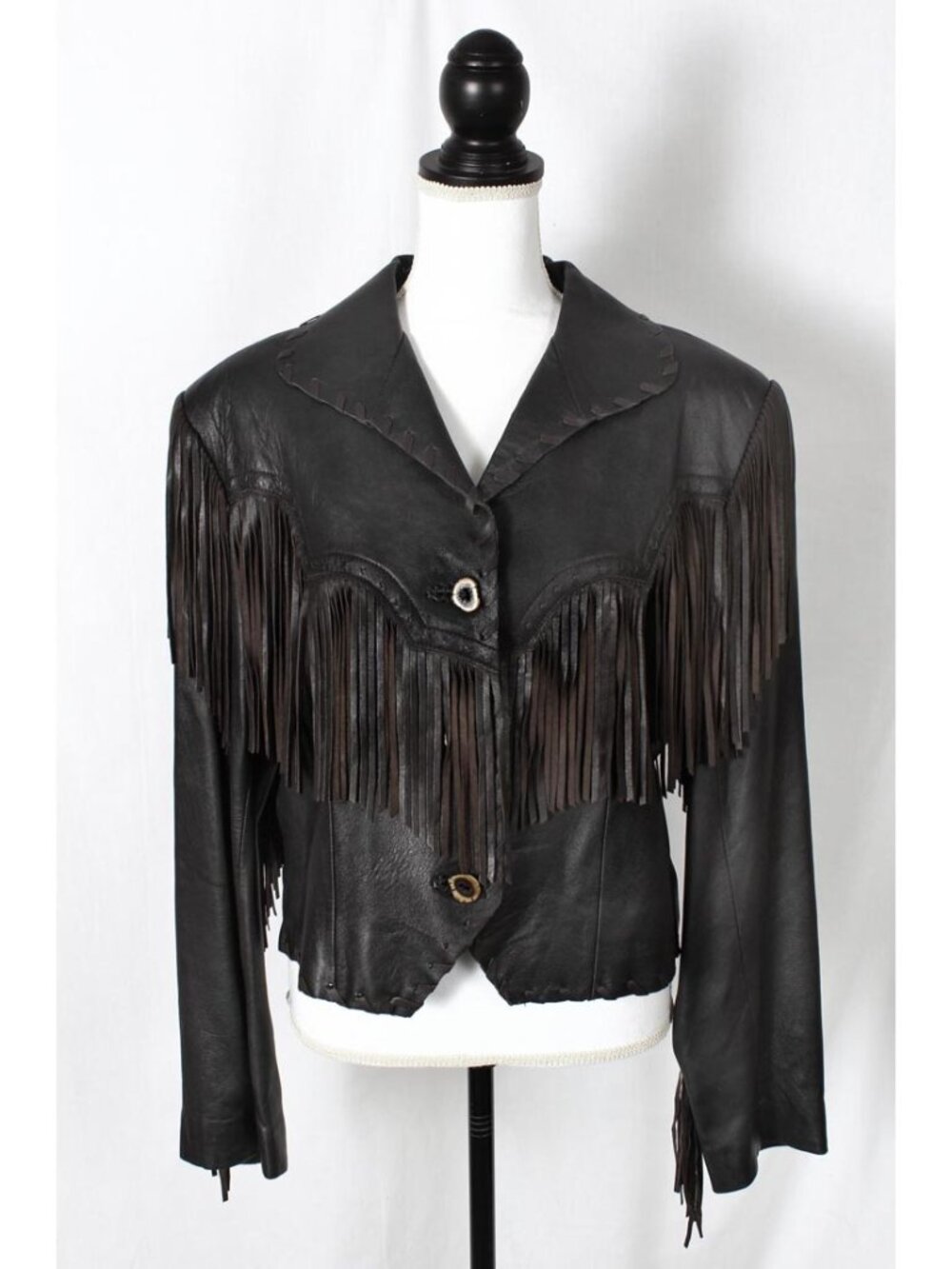 Scully Fringe Black Leather Basic Or Biker Womens Jacket - Size XL